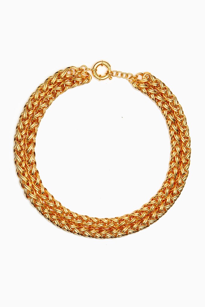 

Elizabeth Double Chain Necklace in 24kt Gold-plated Brass, Yellow