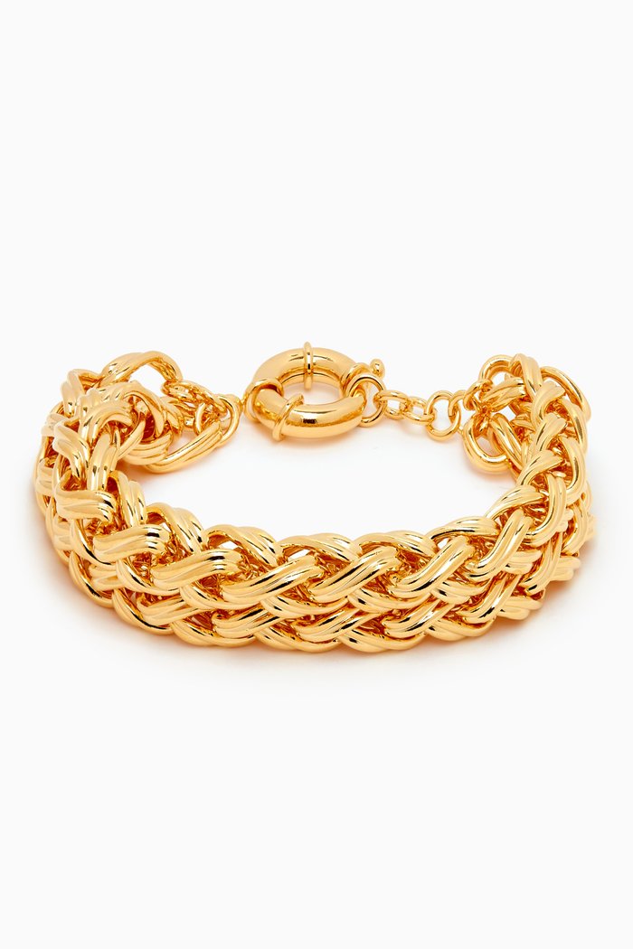 

Elizabeth Double Chain Bracelet in 24kt Gold-plated Brass, Yellow