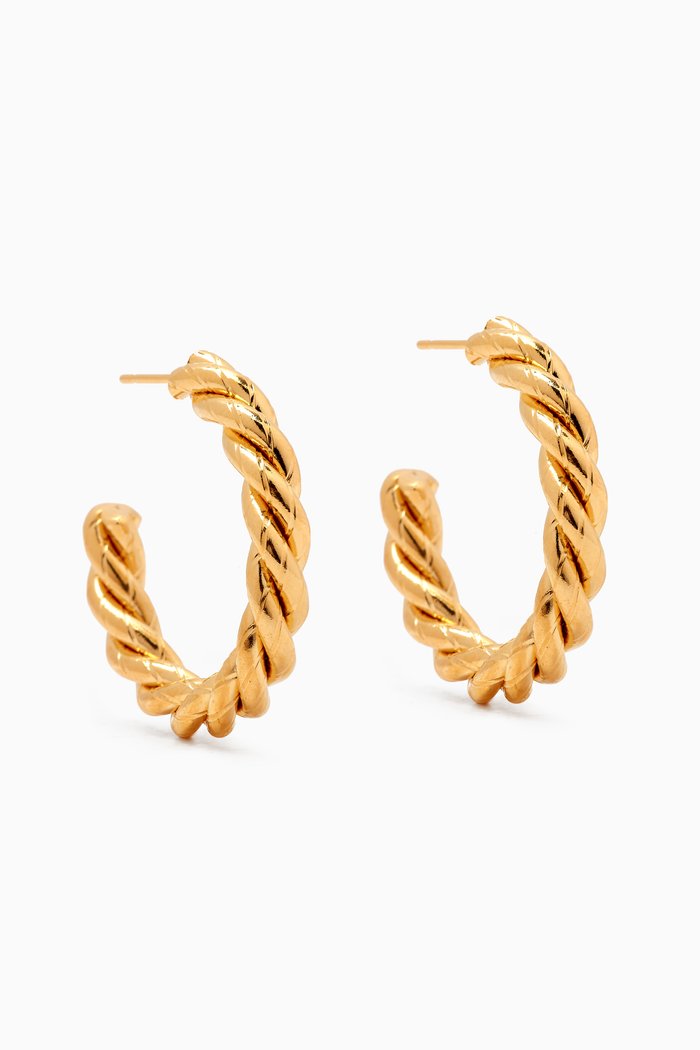 

Small Sonia Braided Hoops in Gold-plated Metal, Yellow