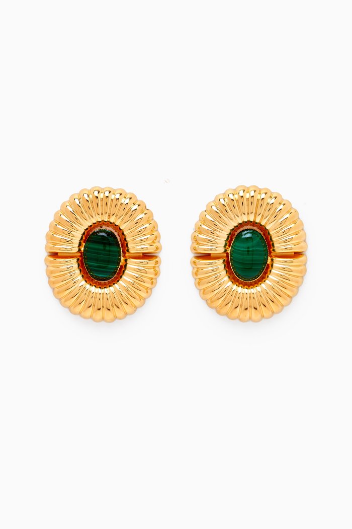

Sonia Sun Pearl Earrings in 24kt Gold-plated Brass, Green