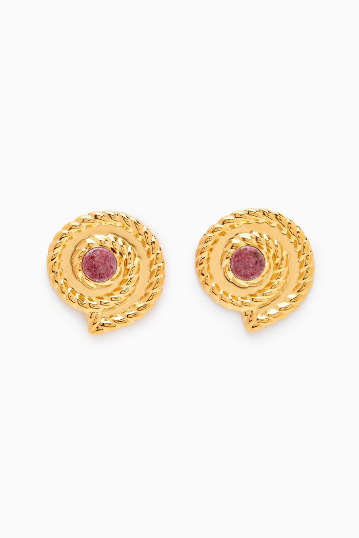 

Sonia Shell Earrings in 24kt Gold-plated Brass, Pink