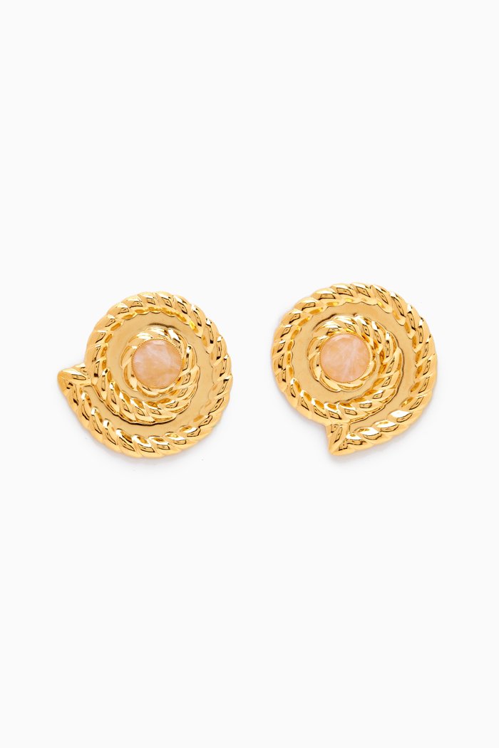 Sonia Shell Earrings in 24kt Gold-plated Brass, White