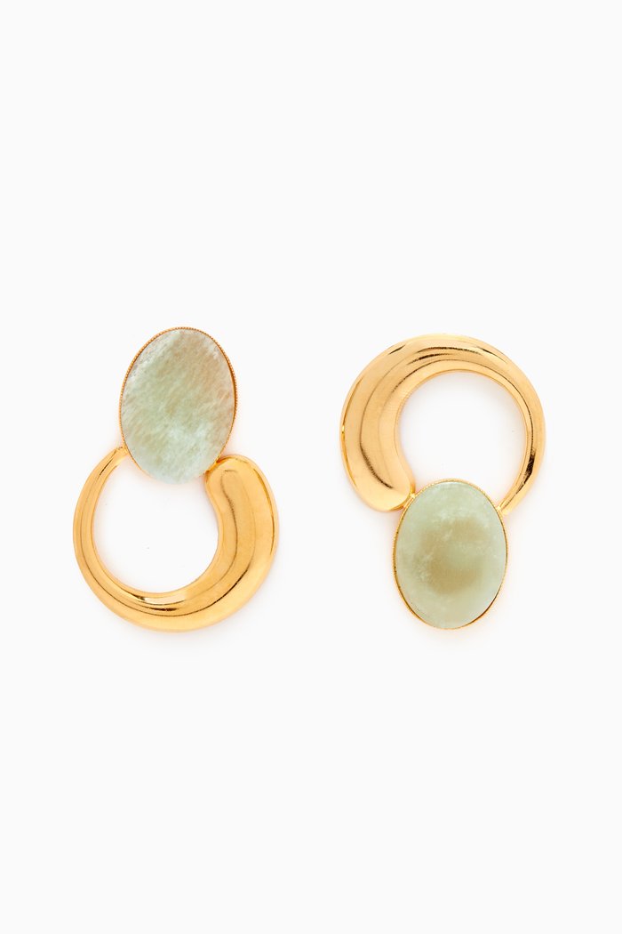 

Sonia Moon Drop Earrings in 24kt Gold-plated Brass, Blue