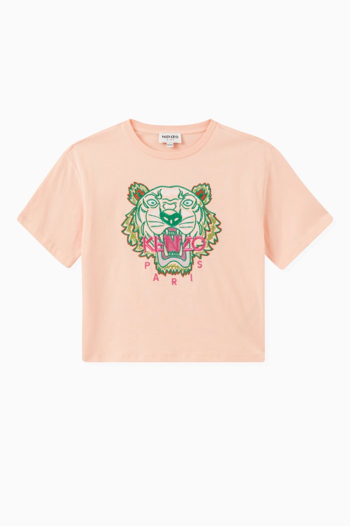 

Embroidered Tiger T-shirt in Cotton, Pink