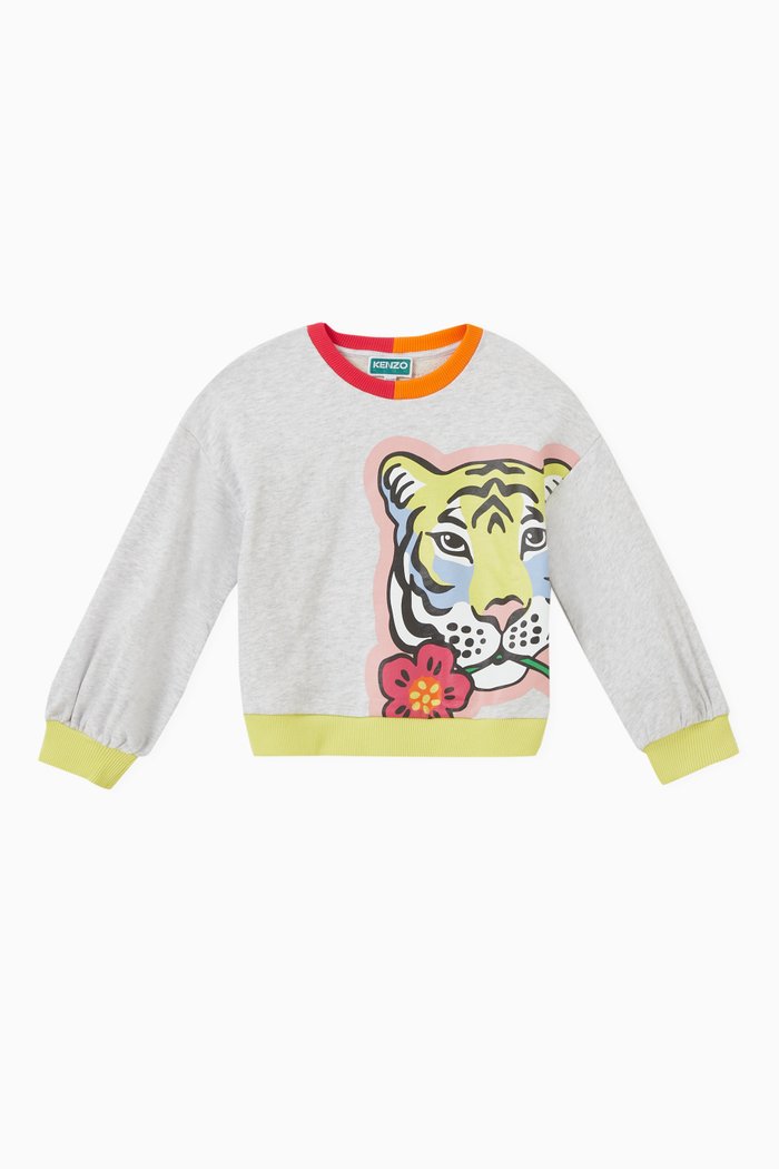 

Tiger Print Sweatshirt in Cotton, Grey