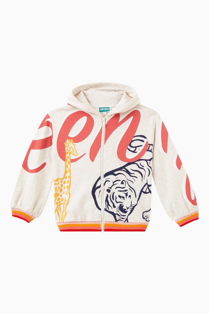 

Bamboo Print Hoodie in Cotton, Neutral