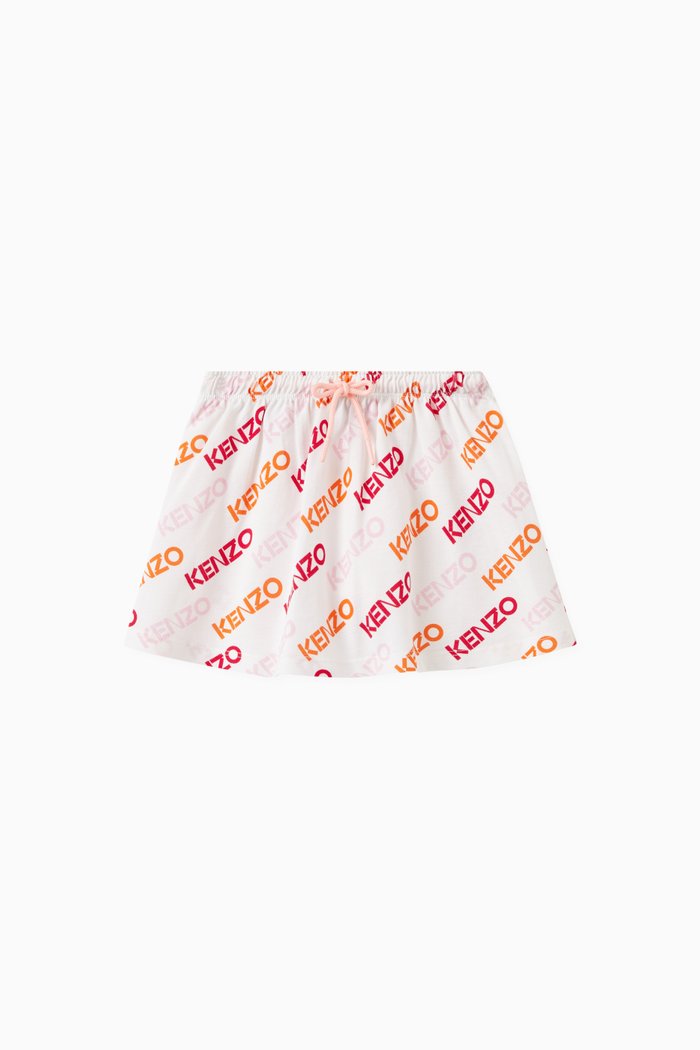 

Logo Print Skirt in Cotton, White