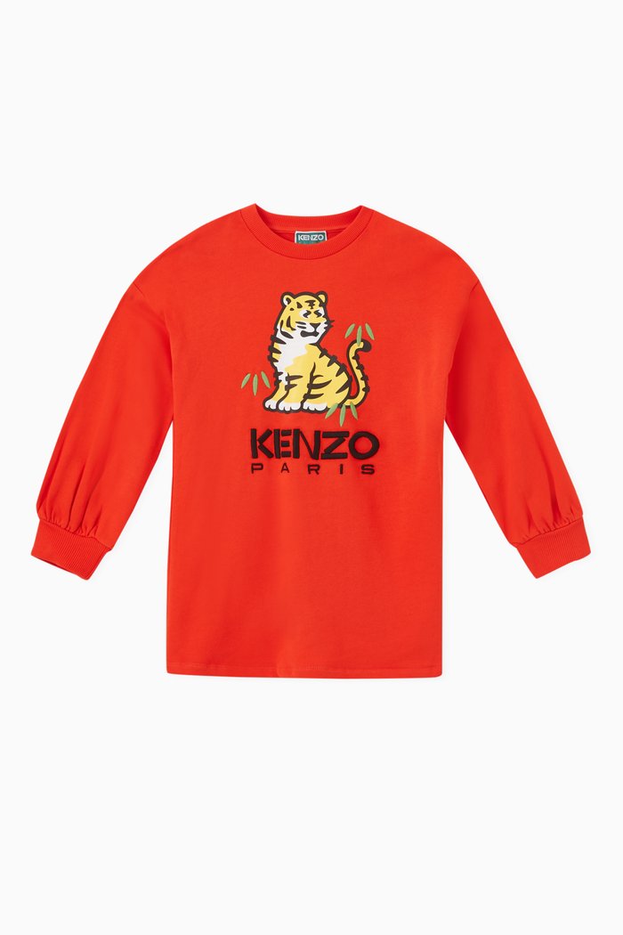 

Embroidered Logo Sweater Dress in Cotton, Orange