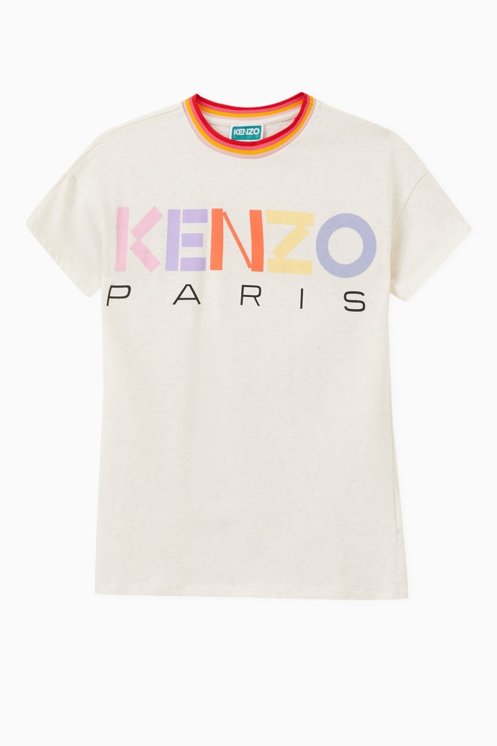 

Striped Collar Logo-print T-shirt in Cotton, Neutral