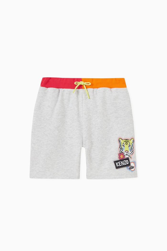 

Tiger Print Shorts in Cotton, Grey