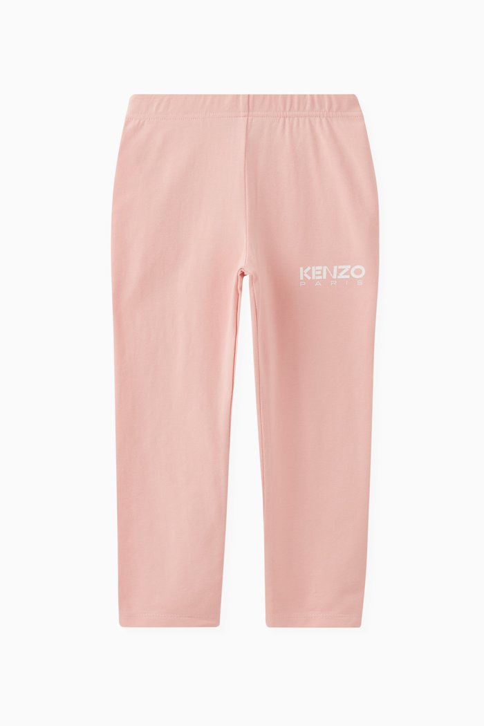 

Logo Print Leggings in Cotton Stretch, Pink