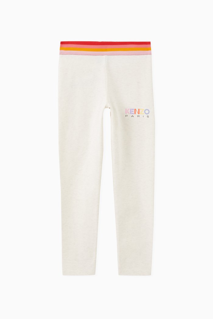 

Striped Logo-print Leggings in Cotton, Neutral