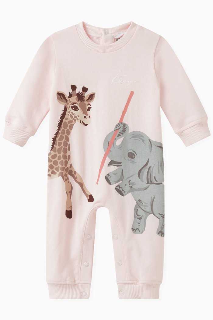 

Animal Print Romper in Cotton, Pink