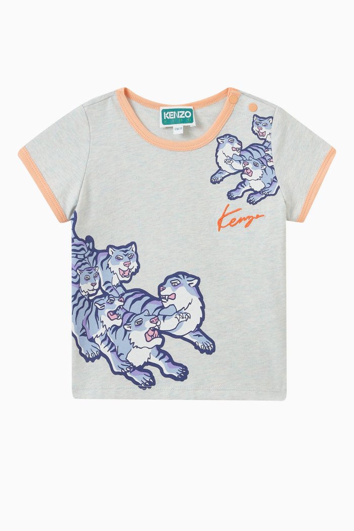 

Animal Print T-shirt in Cotton, Grey