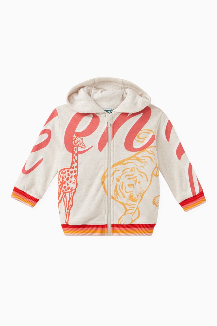 

Graphic Logo Print Hoodie in Cotton, Neutral
