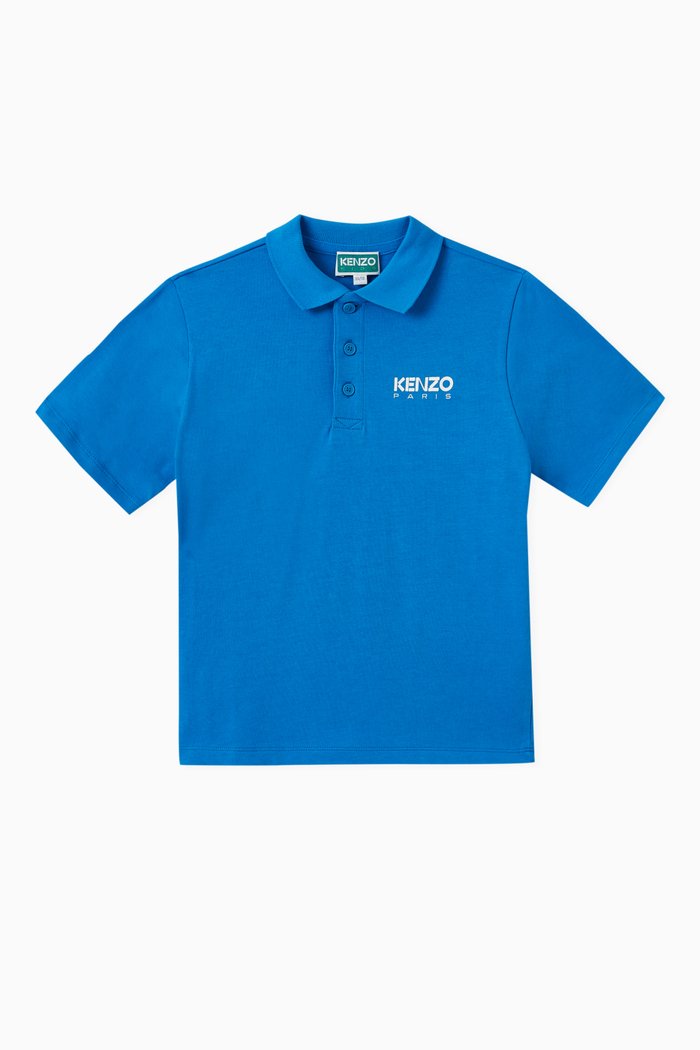 

Logo Print Polo Shirt in Cotton, Blue
