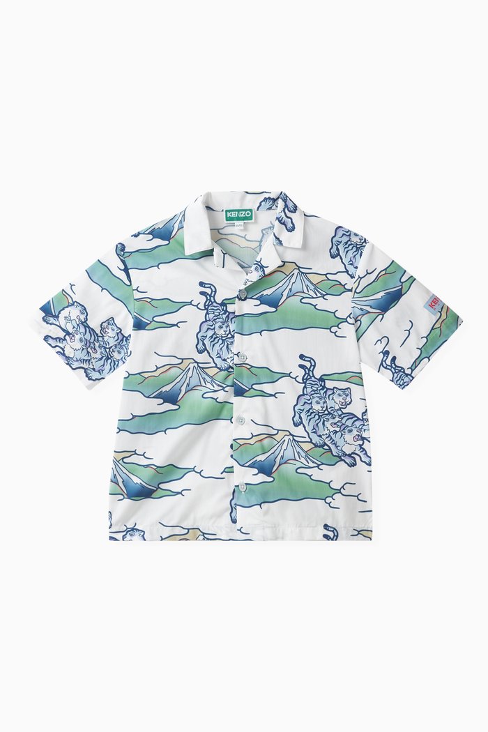 

All-over Print Logo Shirt, Blue