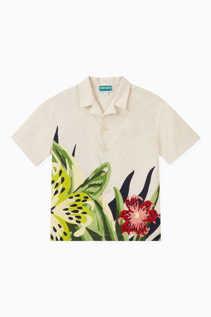 

Floral Print Shirt in Cotton Blend, Neutral