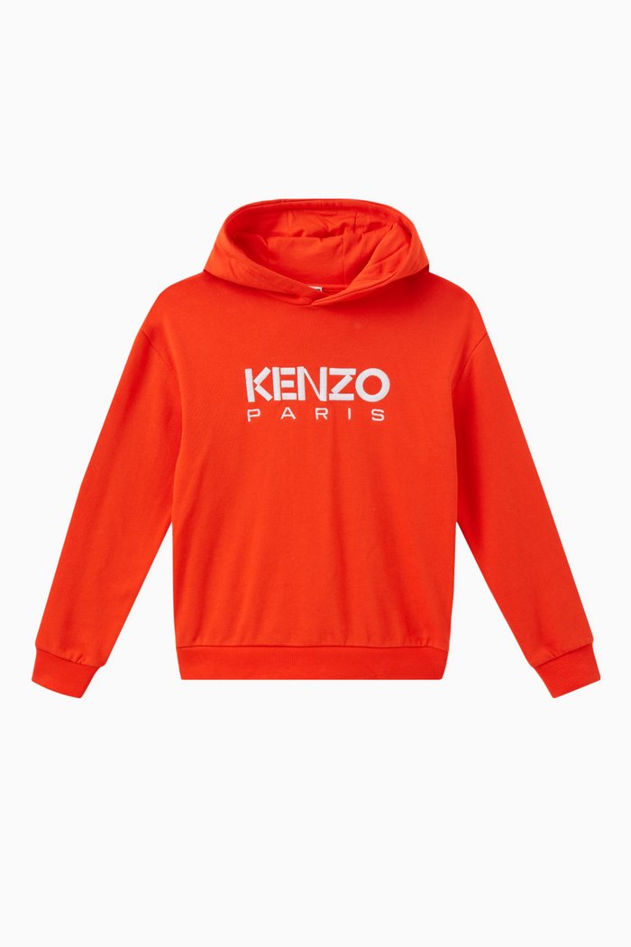 

Embroidered Logo Hoodie in Cotton, Orange