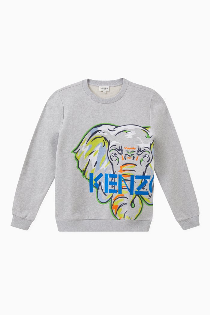 

Embroidered Elephant Sweatshirt, Grey