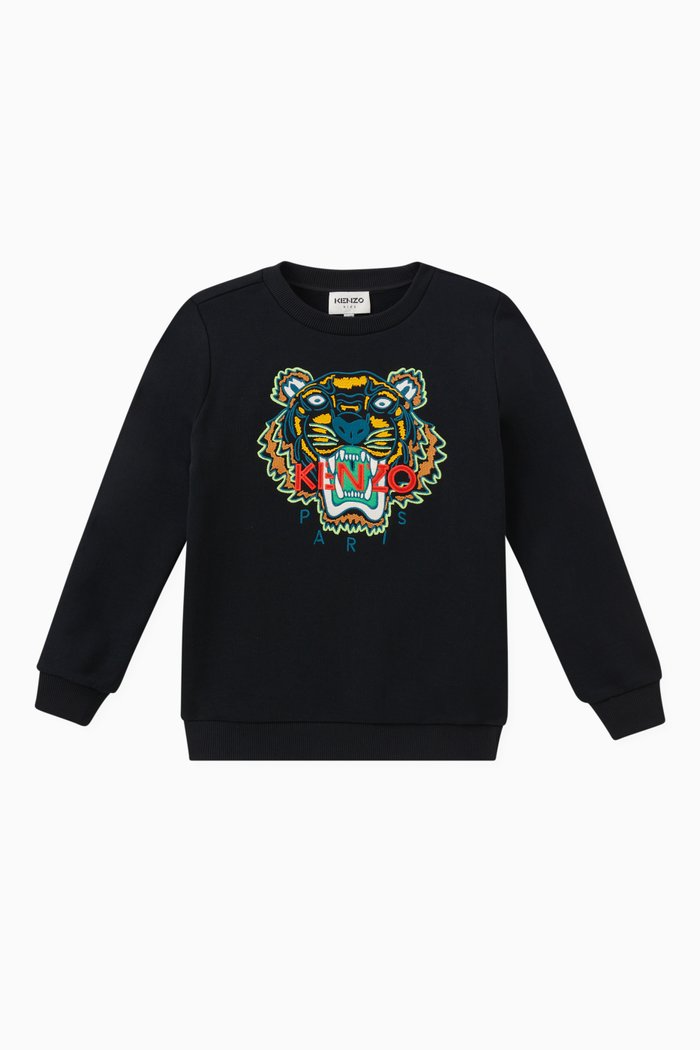 

Embroidered Tiger Sweatshirt in Cotton, Black