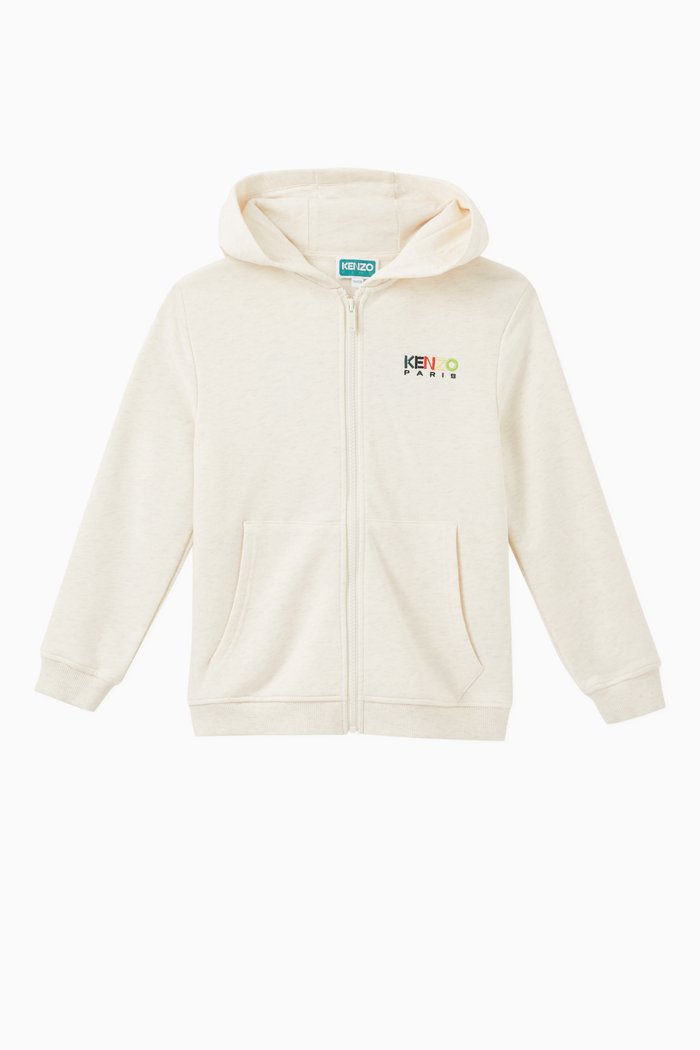 

Embroidered Logo Hoodie in Cotton, Neutral