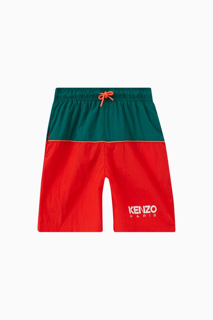 

Colour-block Logo-print Shorts in Cotton, Orange
