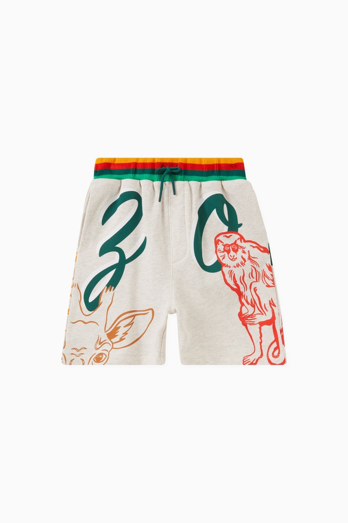 

Graphic Logo-print Shorts in Cotton-fleece, Neutral