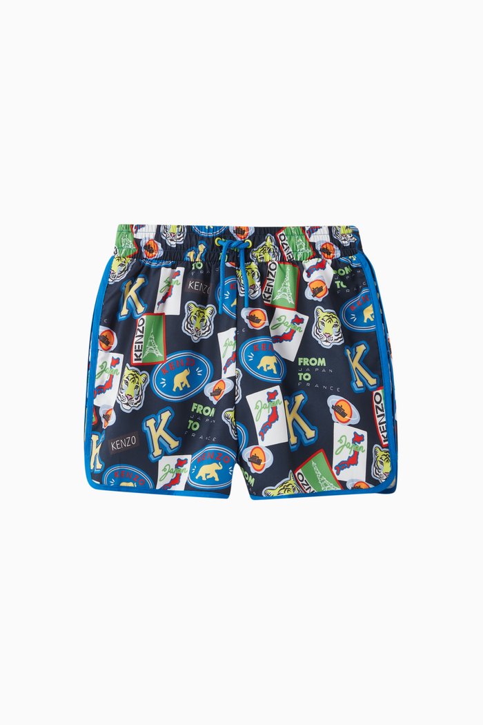 

Logo Graphic Swim Shorts in Polyester, Blue