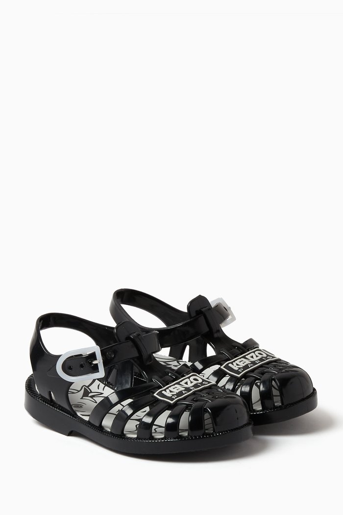 Graphic Jelly Shoes in PVC, Black