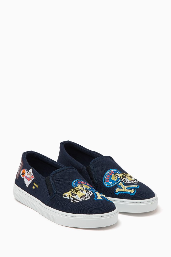 

Embroidered Sneakers in Canvas, Blue