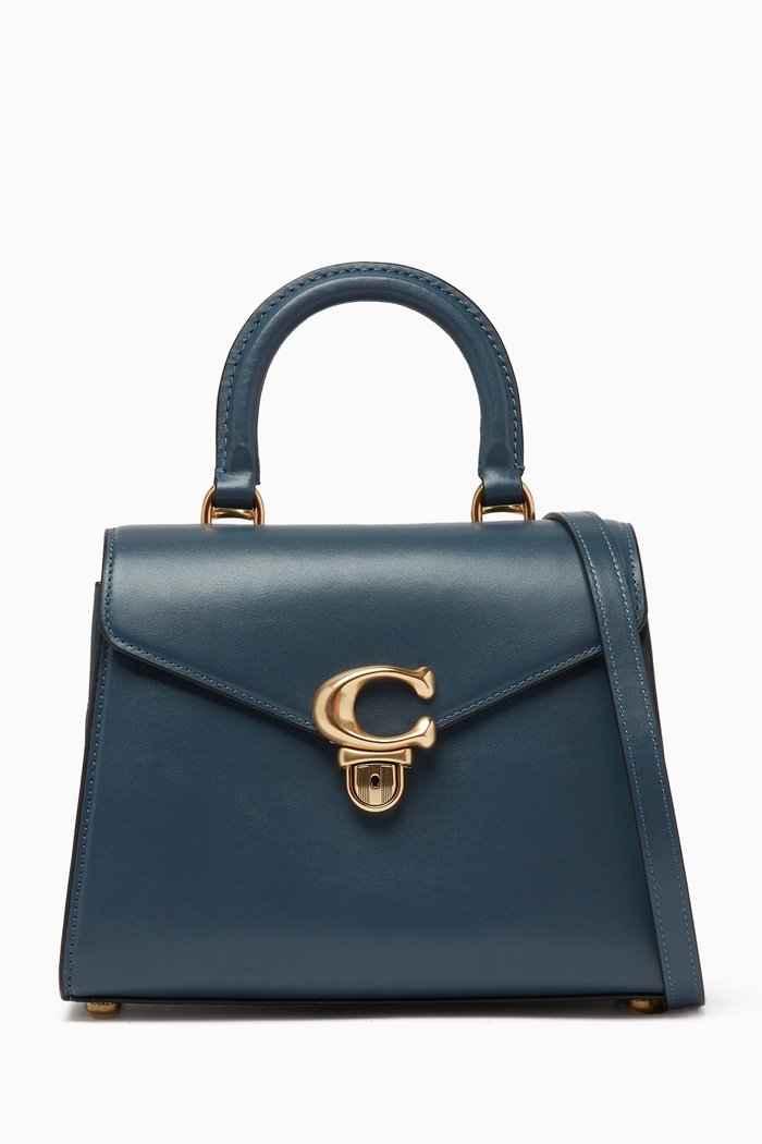 

Sammy Top Handle Bag in Leather, Blue