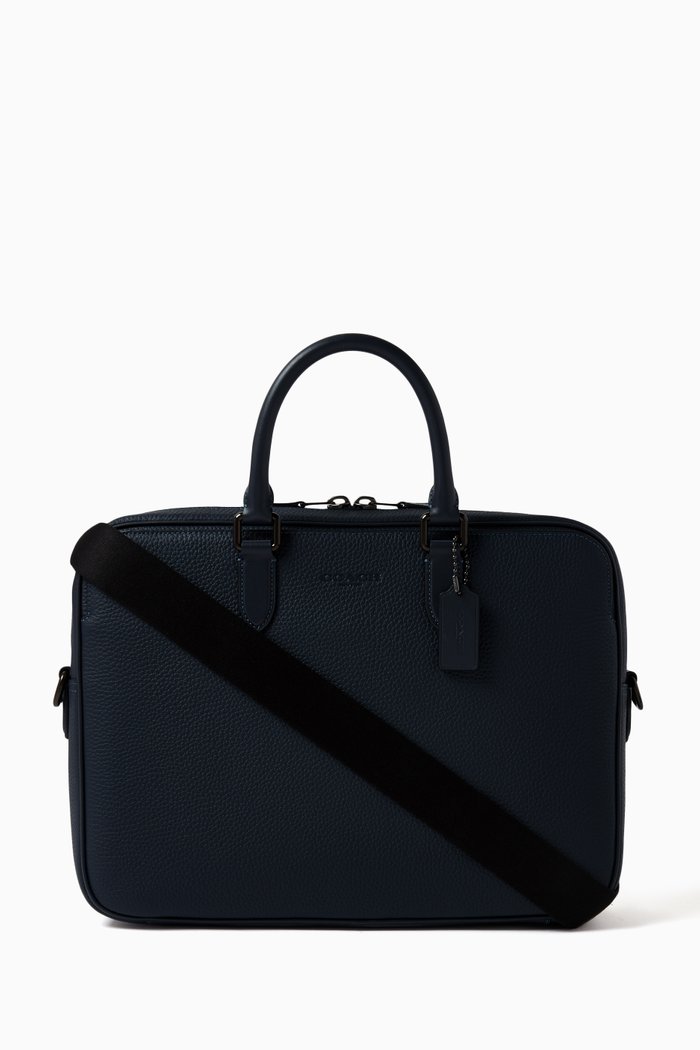 

Gotham Brief in Pebbled Leather, Blue