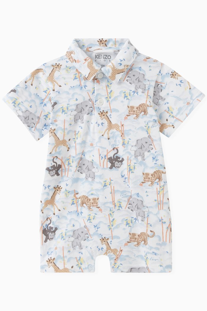

Jungle Print Romper in Cotton, White