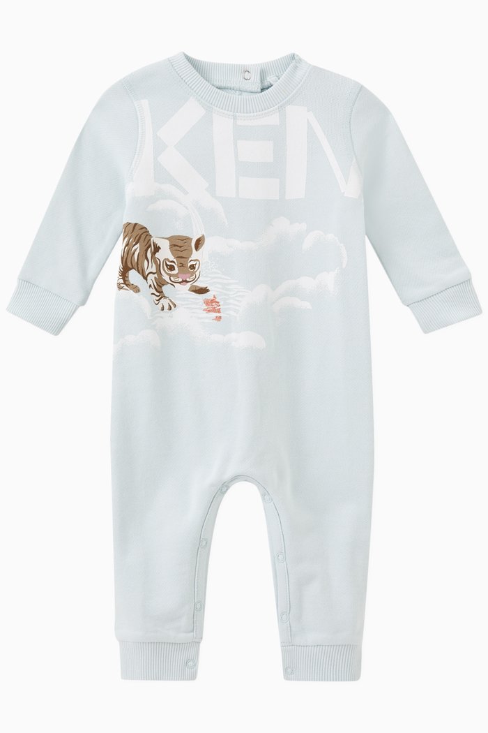 

Graphic Logo-print Romper in Cotton, Blue