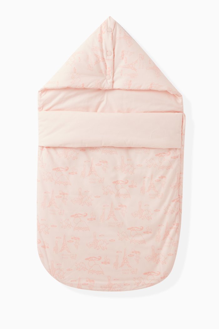

All-over Doodle Print Sleeping Bag in Cotton, Pink