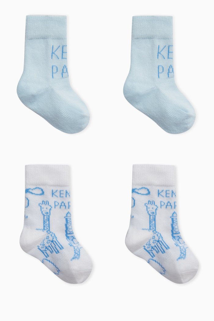

Graphic Logo-print Socks, Set of 2, Blue