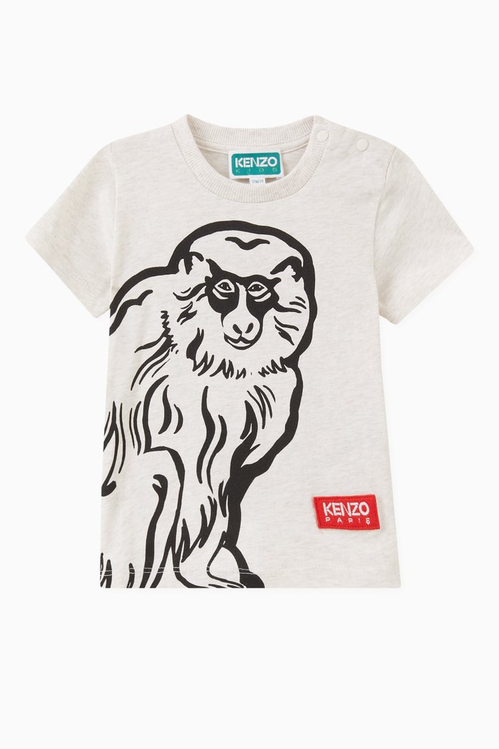 

Monkey-print Logo T-shirt in Cotton-jersey, Neutral