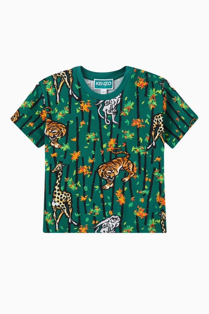 

Jungle-print T-shirt in Organic Cotton-jersey, Green