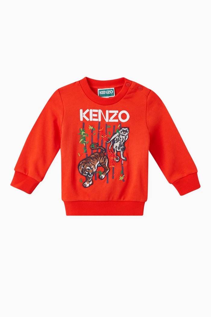 

Animal Motif Sweatshirt in Cotton, Orange