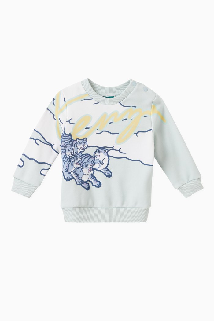 

Graphic Print Sweatshirt in Cotton, Blue