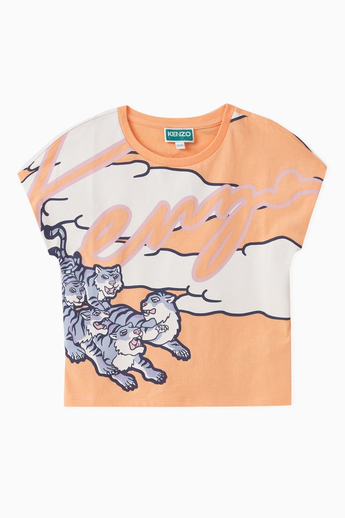 

Tiger Logo-print T-shirt in Cotton, Orange