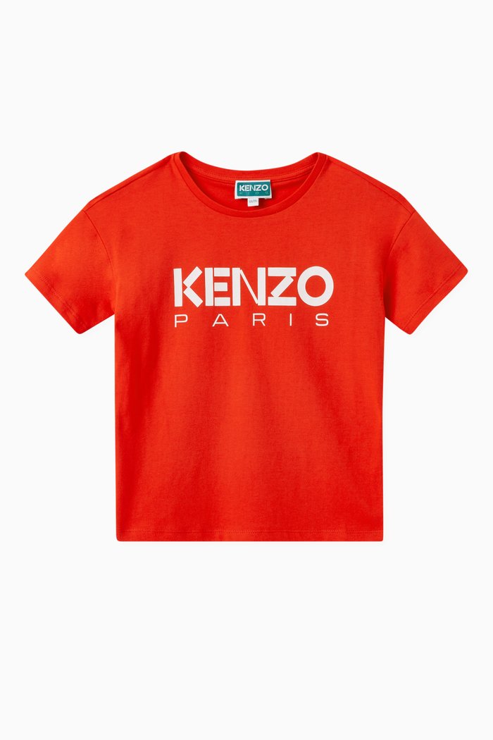 Logo Print T-shirt in Cotton, Orange