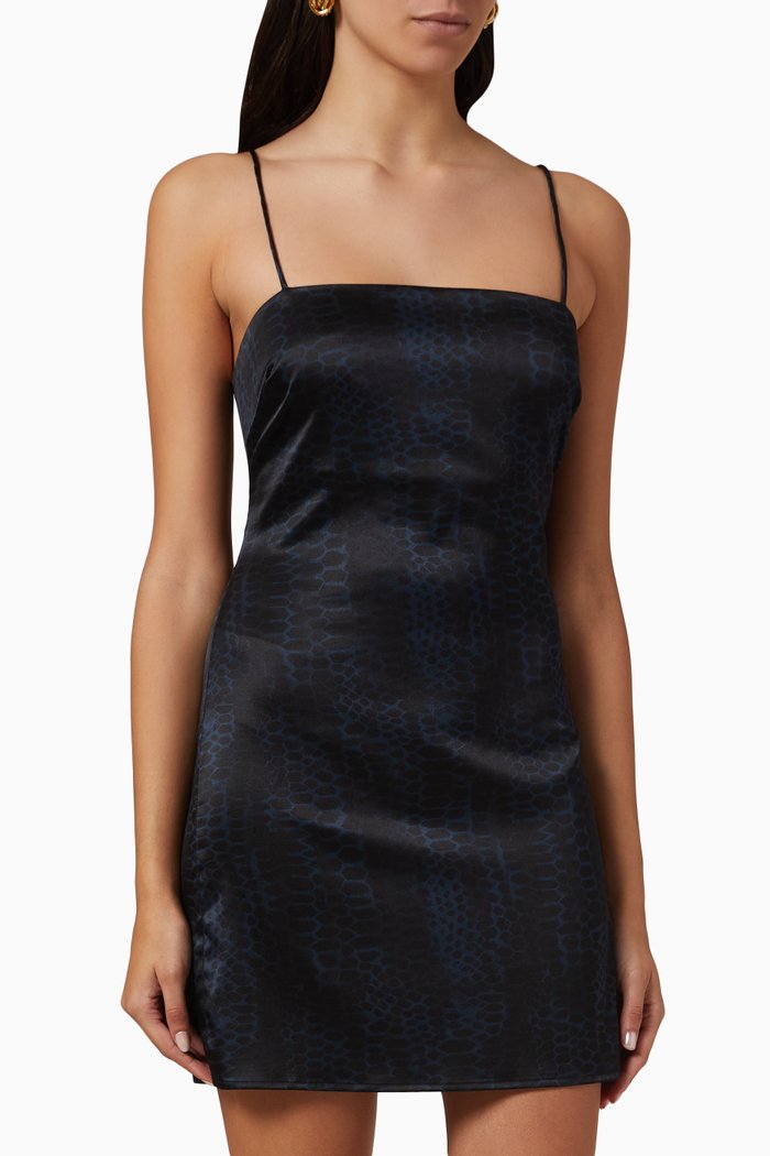 

Valentine Python-print Mini Dress in Stretch-silk, Black