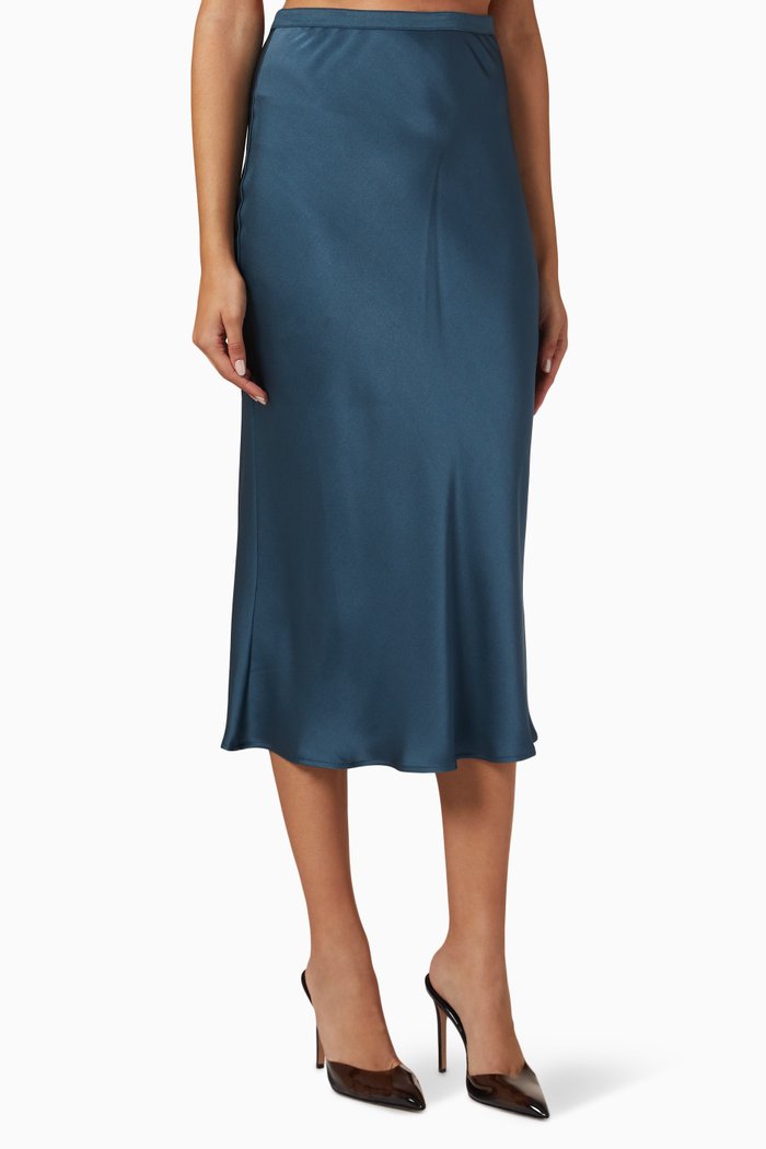

Bar Midi Skirt in Silk, Green