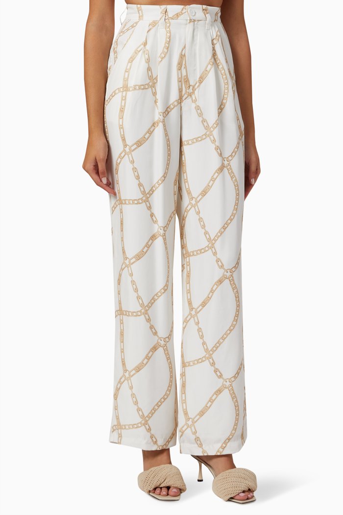 

Chain-link Trousers in Viscose-blend, Neutral