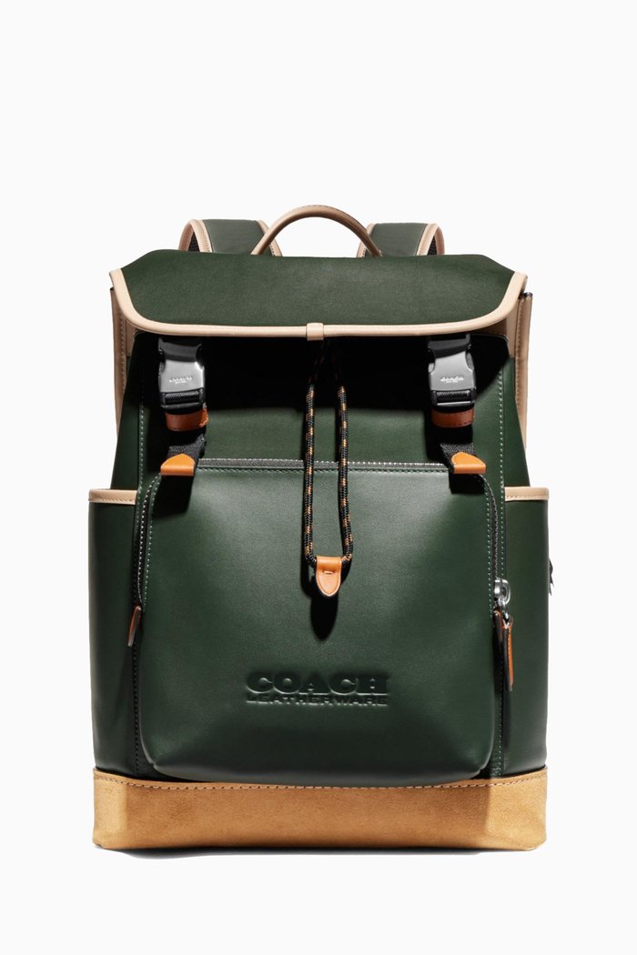 

League Flap Colourblock Backpack in Smooth Calf Leather, Multicolour