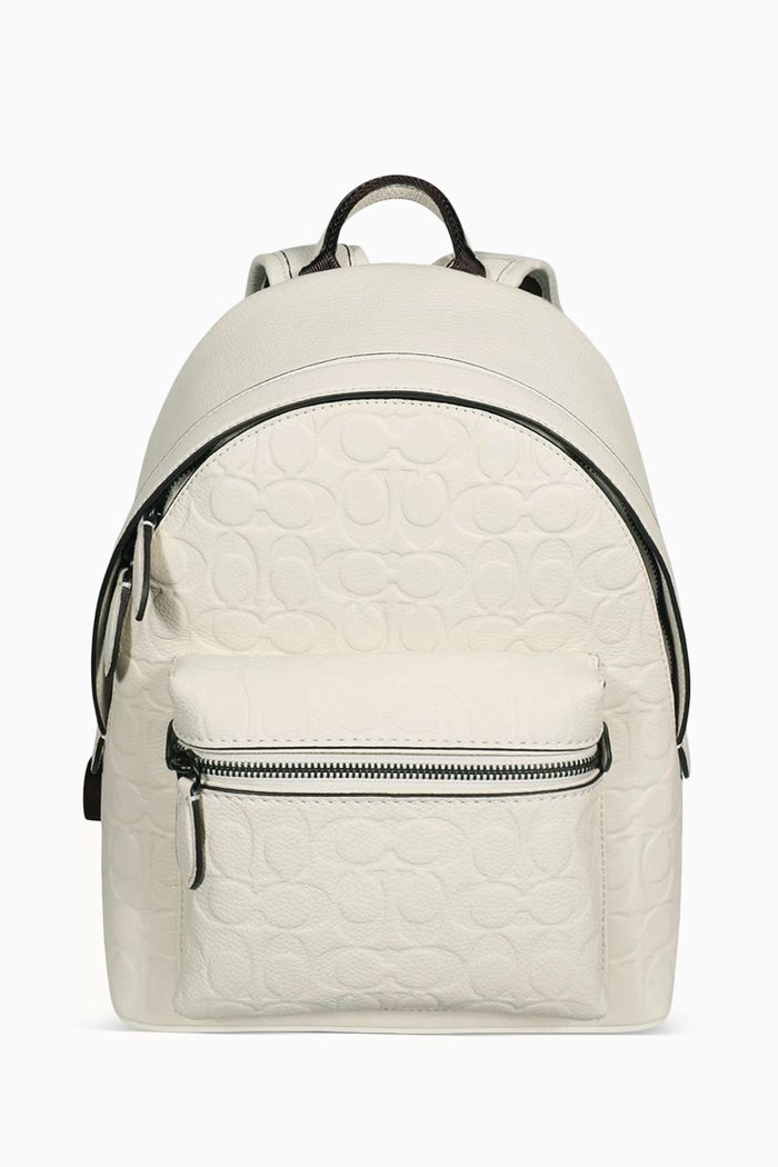 Charter Backpack 24 in Signature Leather, White