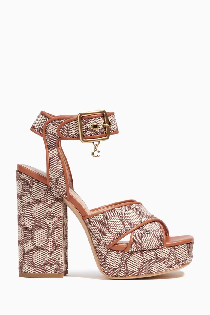 

Nelly 120 Platform Sandals in Signature Jacquard, Brown