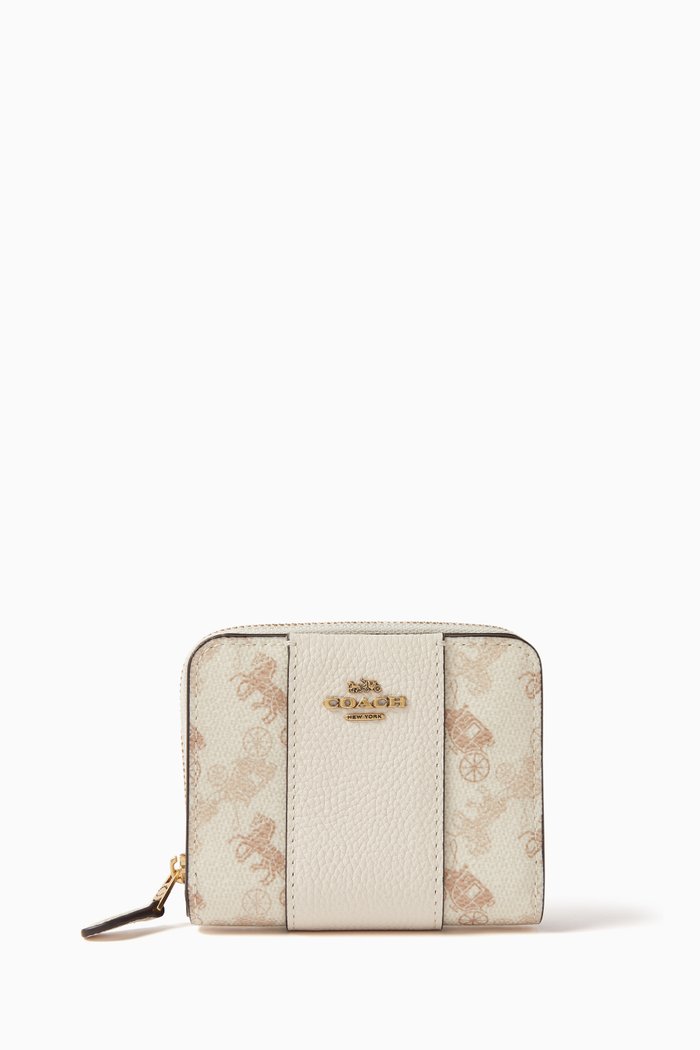 

Horse & Carriage-print Bifold Wallet in Coated Canvas, White